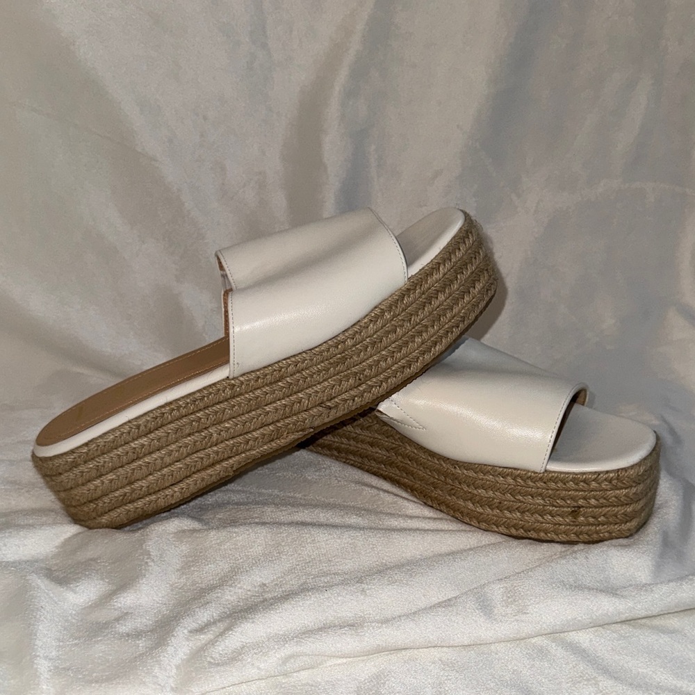 Lulu's White Platform Espadrille Slides